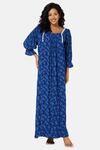 Naiduhall Cotton Full Length Nightdress - Navy Blue — thumbnail 1